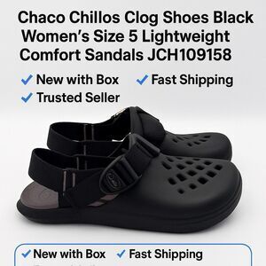 Chaco Chillos Clog Shoes Black Women’s Size 5 Comfort Slide Sandals JCH109158‎
